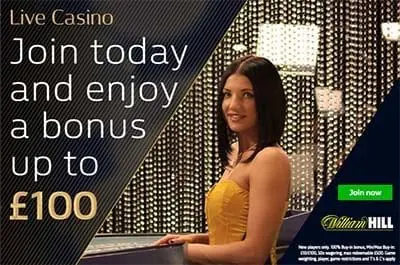 William Hill live casino welcome sign-up bonus