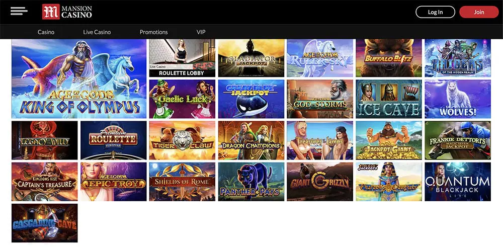 Mansion Casino Screenshot