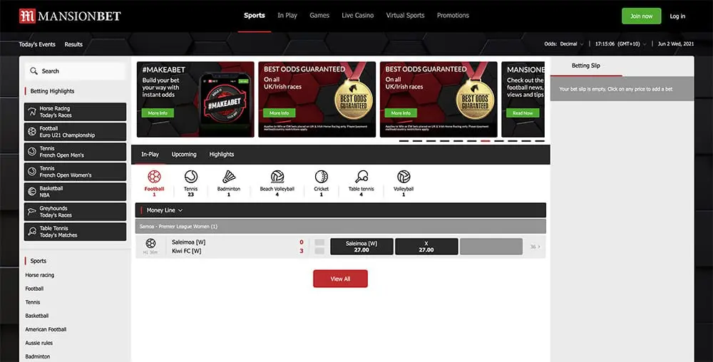 MansionBet Screenshot