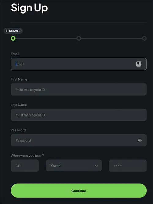 Register a new account at Picklebet.com