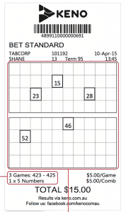 Keno tickets