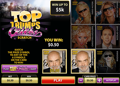 Top Trumps Celebrity scratchie online