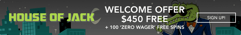 Welcome bonus $450 House of Jack Casino