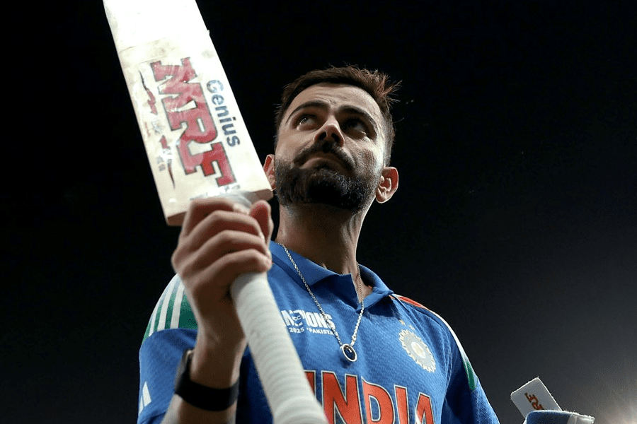 Virat Kohli after hitting an ODI century for India against Pakistan in the 2025 ICC Champions Trophy